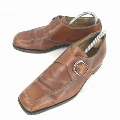 Loding France Leather Monk Strap Brown 27.0 Goodyear Dress Shoes Business(USED)