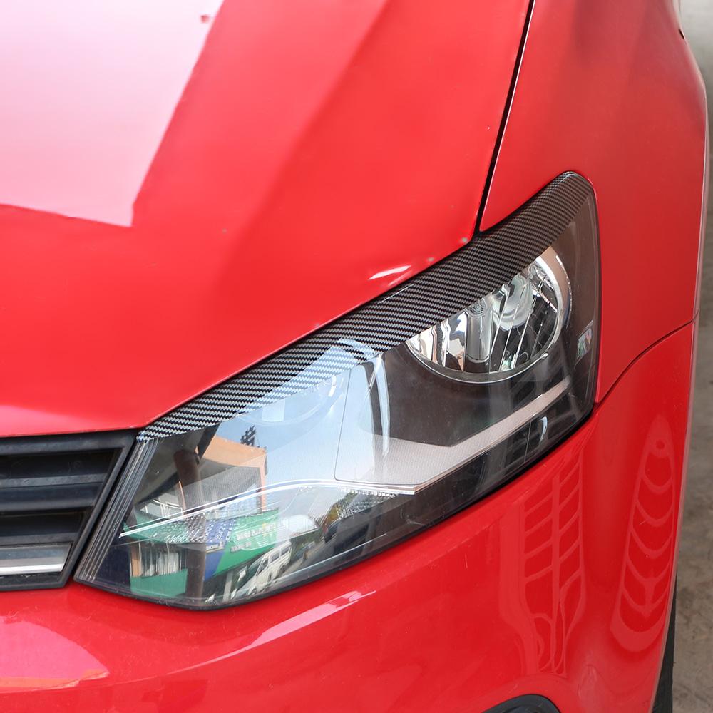 2pcs Car Head Light Lamp Eyebrow Eyelid Imitation Carbon Fiber Cover Trims for VW Polo Mk5 6R 6C 2010 2011 2012 2013 2014 2015 2016 2017 2018