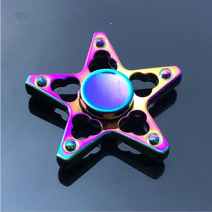 Colorful Zinc Alloy Fidget Spinner: Black Tech Stress-Relief Toy for Students and Kids.
