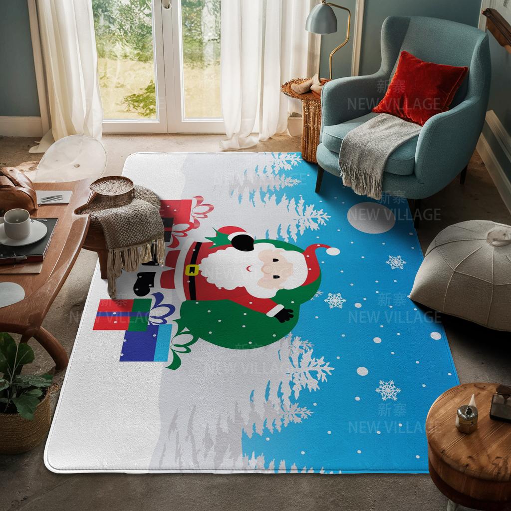 House Entrance Carpet Home Door Mat Living Room Bath Foot Bathroom Non-slip Water Absorption Rugs Bath Merry Christmas Winter
