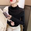 Half High Collar Lace Edge Knitted Sweater for Women Base Shirt Autumn and Winter Women's Clothing