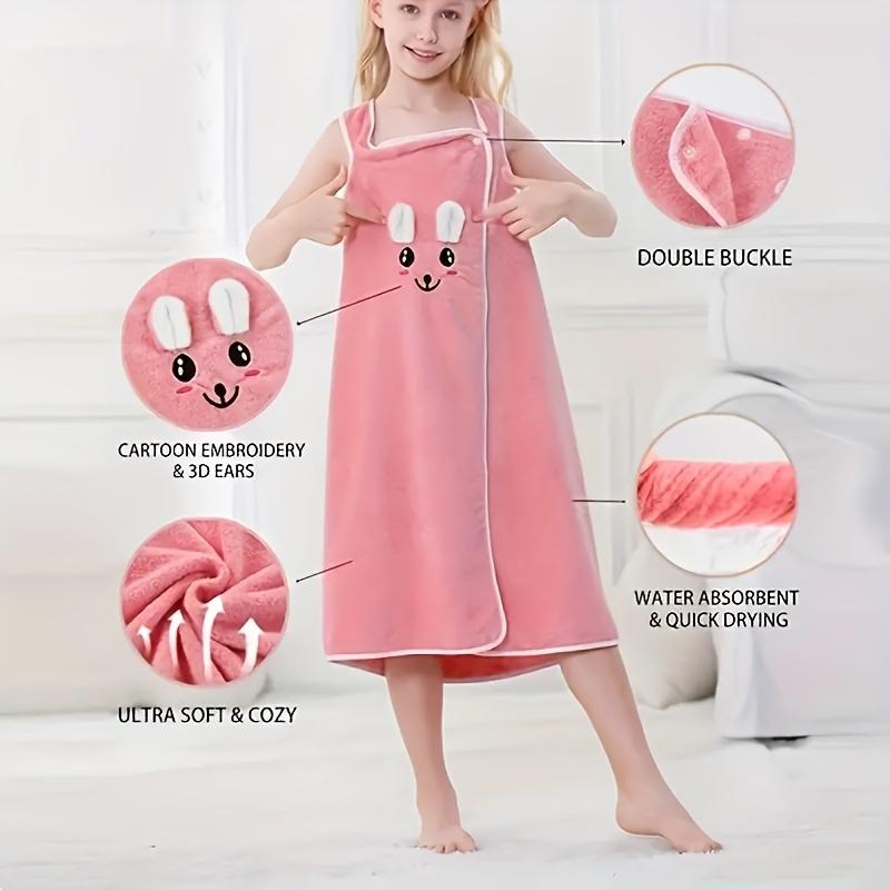 1pc Rabbit Ears Coral Fleece Bath Towel - Soft, Skin-Friendly, Adorable Decor, Plush, Absorbent, and Gentle on Skin