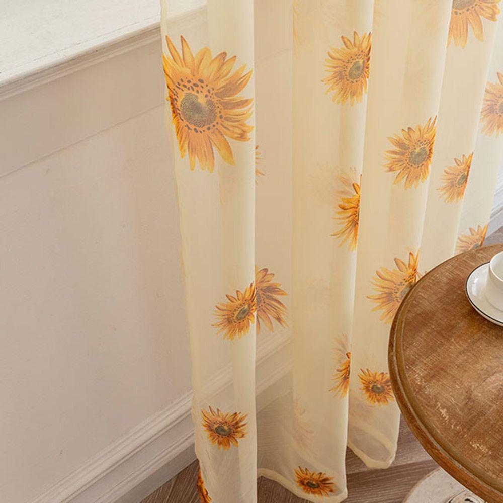 100x200cm Window Curtain Sunflower Lace Curtain Modern Voile Sheer Curtain  Living Room Decoration