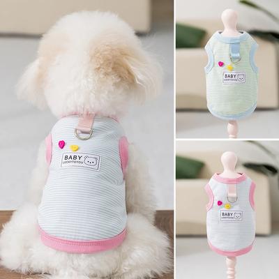 Summer Spring Dog Striped Breathable Vest Thin T-Shirt Bichon Leashable Yorkie Cool Pullover Pet Puppy Clothes