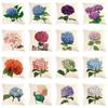 Elegant Print Hydrangea Throw Pillow Cover with Delicate Flower Pattern Linen Pillowcase Mother Day Cushion Case