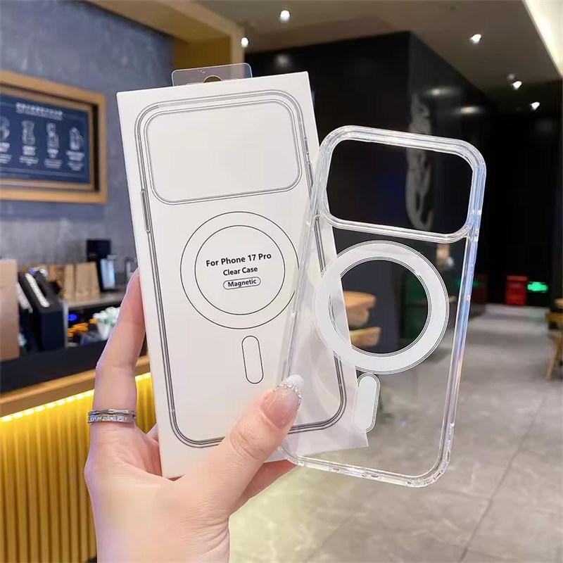 

Transparent Original Magnetic For Magsafe Case for iPhone 17 Air 16E 15 14 13 12 11 Pro Max Plus Boxed Shockproof Cover iPhone 17 Pro Max