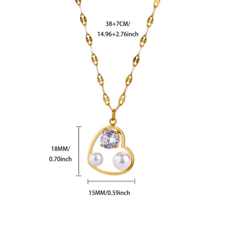 

Изысканное полое сердце набор жемчуг циркон красивое ожерелье женское позолоченное k-золотом нишевая универсальная цепочка на ключицу