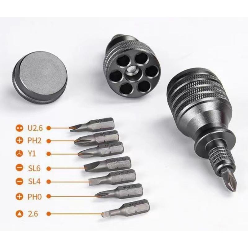MultiFunctional Alloy Screwdriver Handle with 7 In 1 Bit for Easy Repairs For Electronics And Furniture Assembly Tool