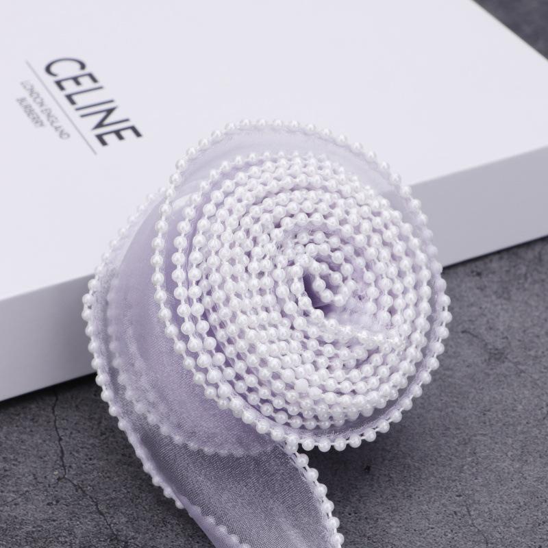 4cm Wide Pearl Fish Tail Yarn Ribbon for DIY Flower and Cake Box Decoration