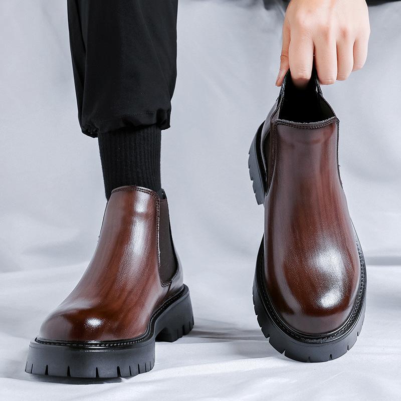 Chelsea boots men's autumn and winter smoke boots men's British style platform trendy men's Martin boots 2113-R
