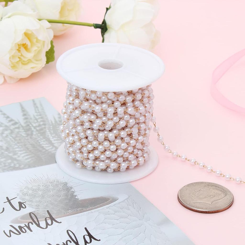 10 Yards Pearl Beading Chains Bracelet Necklace Jewelry Making Clothing Hat Decoration Artificial Pearls Chain DIY Handmade Gift