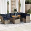 VidaXL Garden Lounge Set with Cushions 9pcs Brown Wicker Acacia, Outdoor Sofa Set, Garden Lounge, 3327992