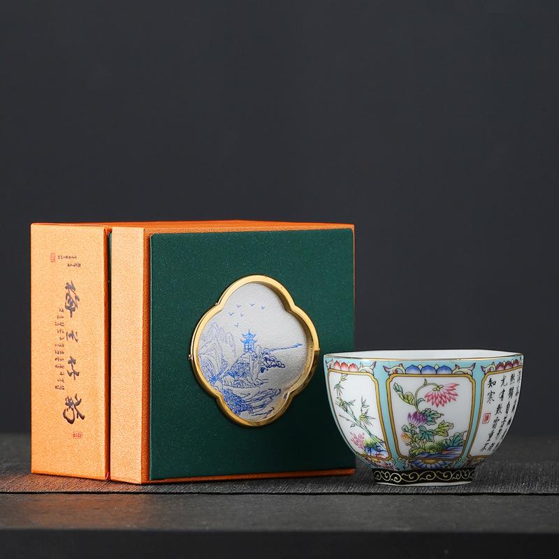 Creative Ceramic Tea Cup Gift Box Ceramic Kung Fu Tea Cup Ceramic Household Afternoon Tea Cup Coffee Mug  Espresso Cups  Cup