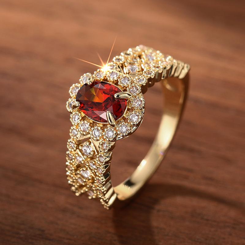 Vintage Light Luxury Personality Ring Women, Zircon Inlaid Fashion Single Ring, Literary and Artistic Exotic Jewelry 2026 no. 6