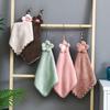 Hand Towel Coral Velvet  Grid Cartoon Hanging Style Bathroom Kitchen Dishwashing Thickened Absorbent Creative Cloth