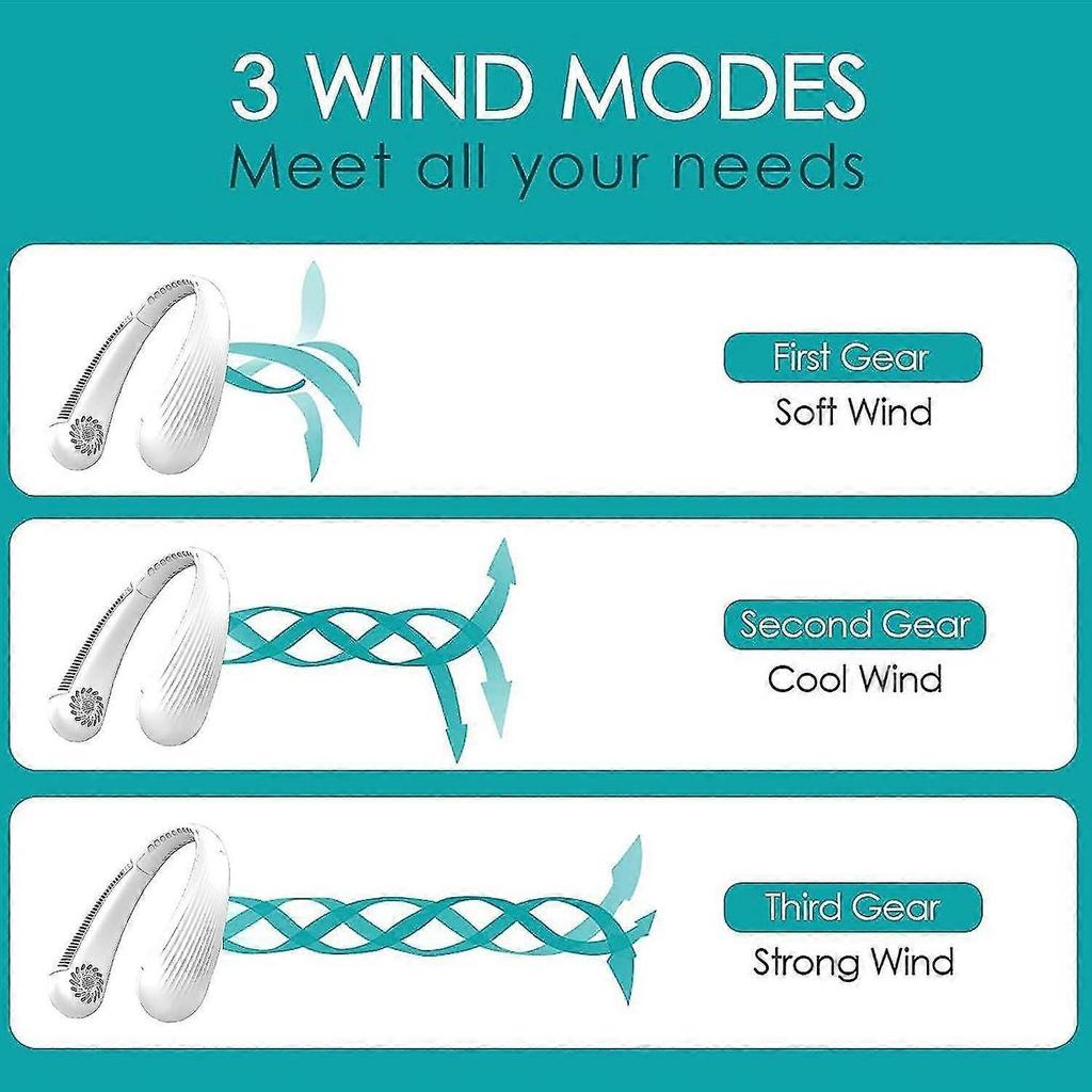 Portable Personal Hanging Neck Fan, Hands-free Battery Rechargeable Neck Fan With 3 Speeds, Portable Bladeless Fan For Office, Sports, Travel, Camping