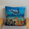 Cushion Cover Ocean Dolphin Pattern Underwater World Print Pillow  Kids Sofa Home Decor