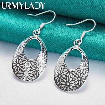925 Sterling Silver Hollow Flower Earrings For Women Fashion Charm Jewelry Gift