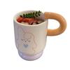 JUSTINLAU Ceramic Mug Valentine's Day Gifts Breakfast Coffee Milk Oat Cup Creative Couple Cup with Handle Home/Office Water Cups