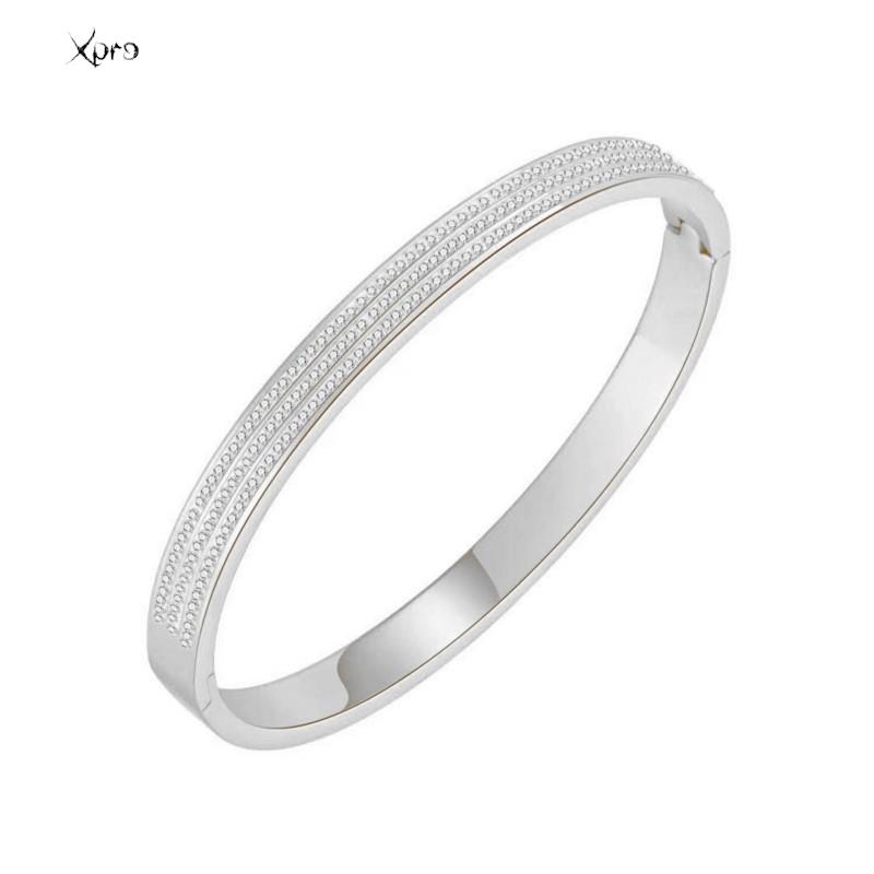 Elegant Classic Crystal Cuff Bangles Bracelets For Women Gold Color Simple Femal Opening Bangles Wedding Jewelry Accessories