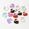 20pcs 14x13mm Random Colors Mix Enamel Swan Charms Pendant Alloy Metal DIY Jewelry Making for Bracelet Necklace