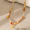 Colorful Natural Stone Titanium Steel Pendant Necklace Women Multi Layer Fashion Chain Collarbone Jewelry Gift