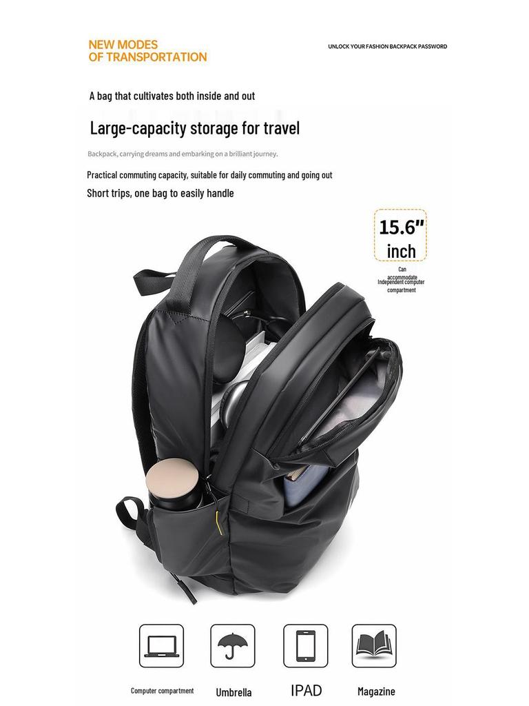 Herren Wasserabweisender Business Casual Rucksack - Laptop-Tasche mit großer Kapazität für Studenten