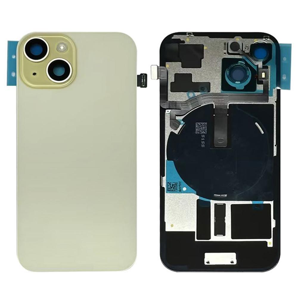 Für iPhone 15 Batteriegehäuseabdeckung + Kameraobjektivabdeckung + Halterung + Kabel für den kabellosen Ladeanschluss