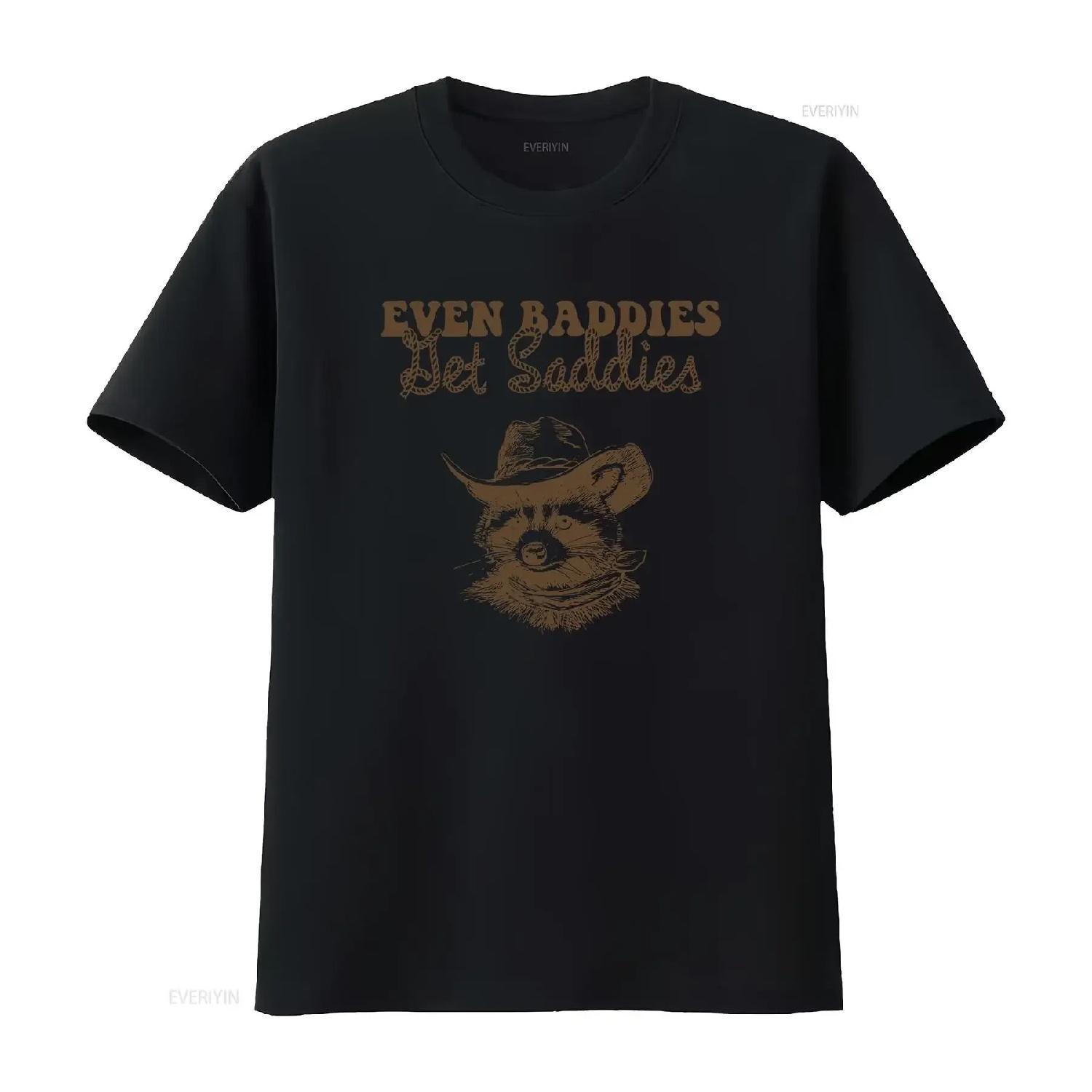 Even Baddies Get Saddies T Shirt Retro Comfort Mental Health Raccoon SweaT ADHD Aesthetic Womens vintage Washed Slightly S