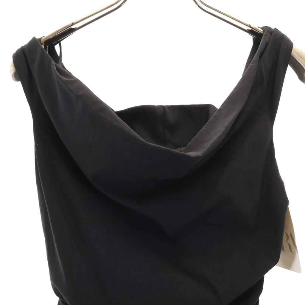 Unused ZARA No Sleeve Long Dress M Black Stretch Women Used