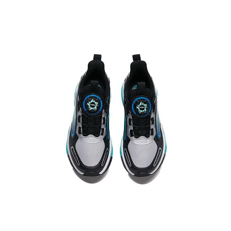 Anta Resilient Technology Shock Absorption Non-Slip Wear-Resistant Low-Top Running Shoes Kids Sneaker Silver Black Blue 312215571-4