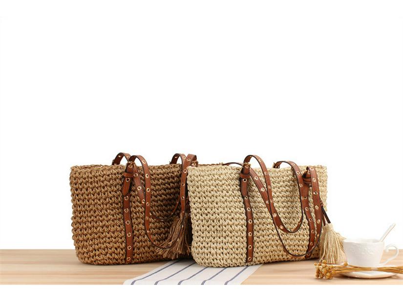Phoenix Eye Single Shoulder Woven Crochet Tassel Beach Bag for Women