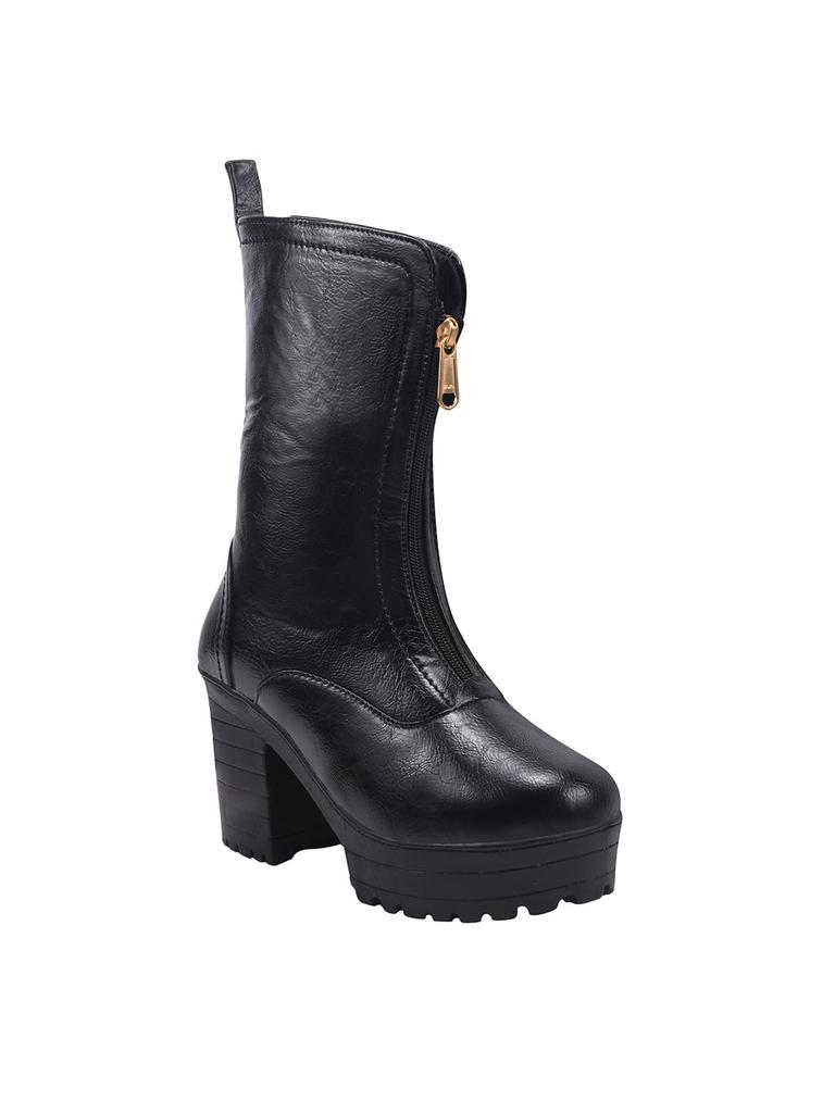 Shoetopia Damen Chunky Heel Kurze Stiefeletten mit rutschfester Sohle, Bequeme Trendige Knöchelboots | Weiche Gepolsterte Sohle | Lässig, Party & Winter