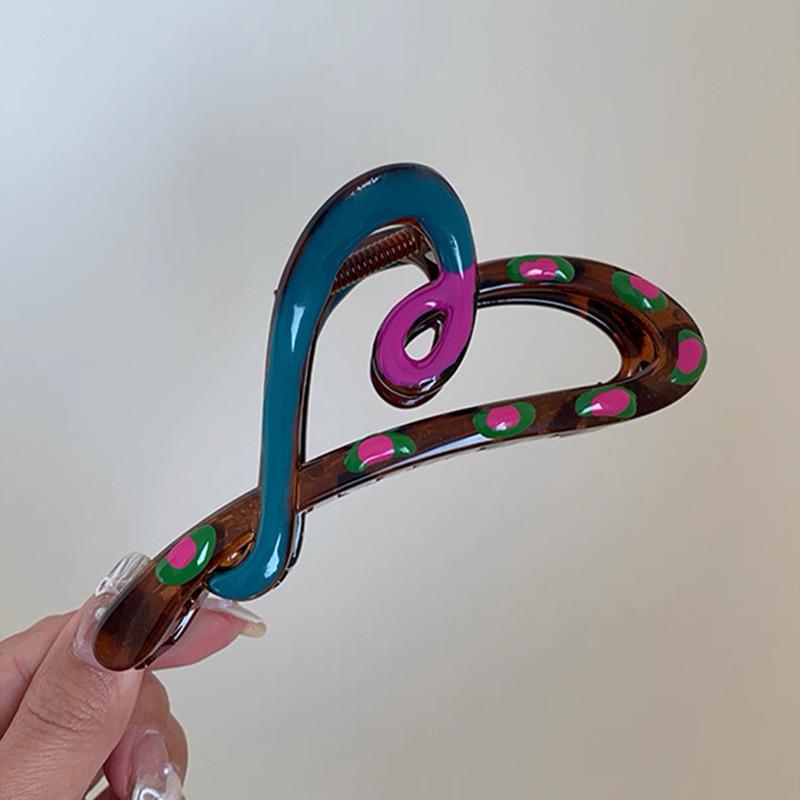 Polka Dot Frangipani Claw Clip - Elegant Half-Up Hair Accessory