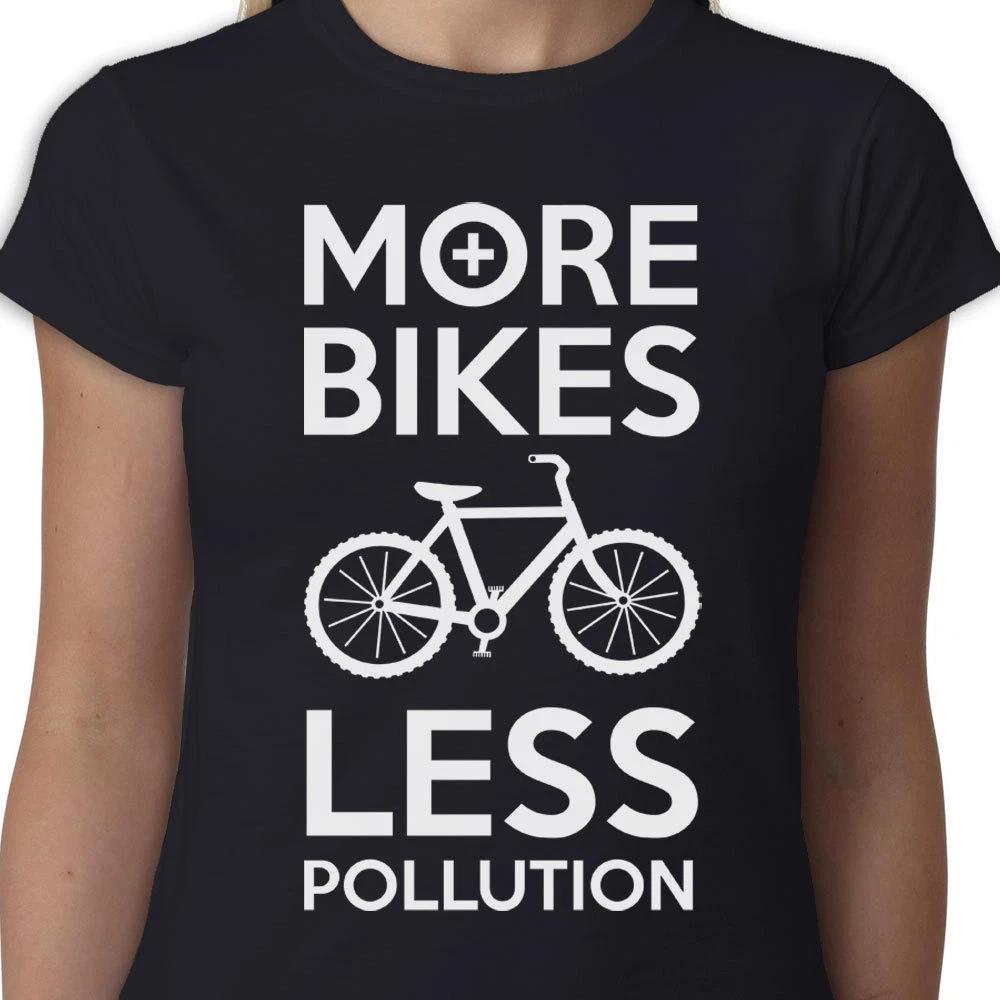 More Bikes Less Pollution Ladies TShirt Exercise Pollution Bike Cycling Bicycle S