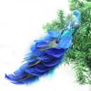 2PCS Simulation Peacock Bird Statue Glitter Clip On Artificial Feathered Peacock with Long Tail for Xmas Tree Holiday