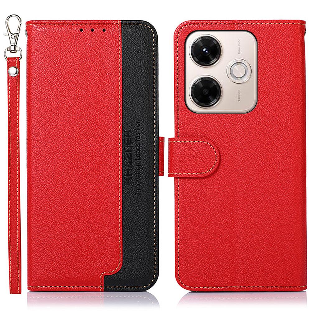 KHAZNEH For Xiaomi Redmi 13x 4G Case RFID Blocking Wallet Litchi Texture PU Leather Phone Cover