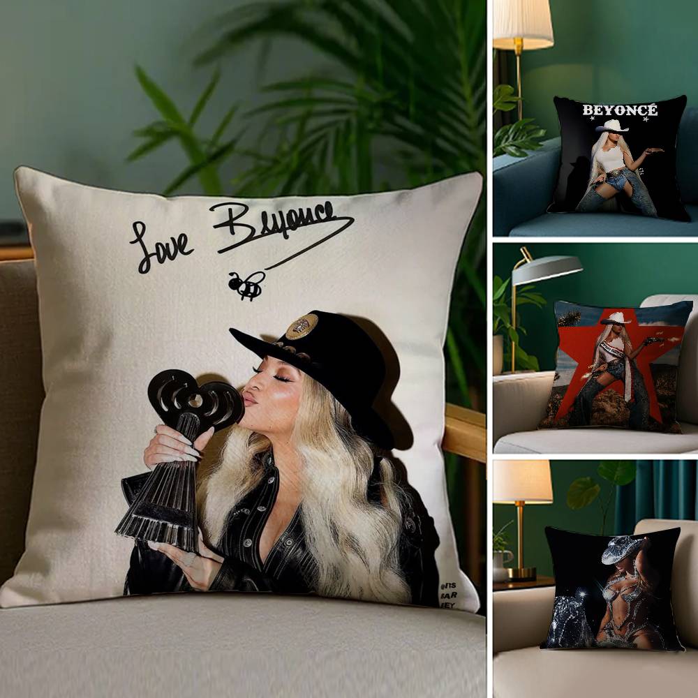 Singer BBeyonce Cowboy Pillow Case Plush Fabric Soft Double Sided Print Sofa Cushion Cover Throw Pillow Covers