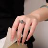 Adjustable Vintage Copper Ring With Turquoise Red Agate Inlay Hollow Carved Floral Ethnic Style Women Men