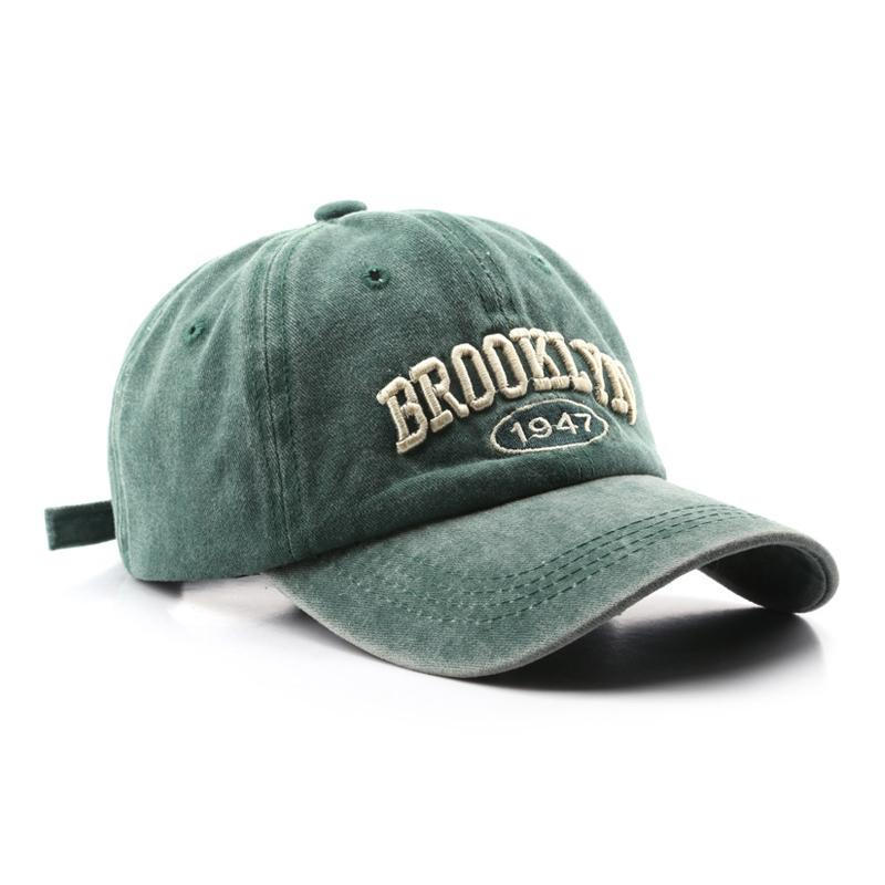 

Retro Letter Embroidery Baseball Cap Cotton Brooklyn Hip-Hop Dad Hat Spring Summer Men Women Hip Hop Streetwear Sun Hats зелёный
