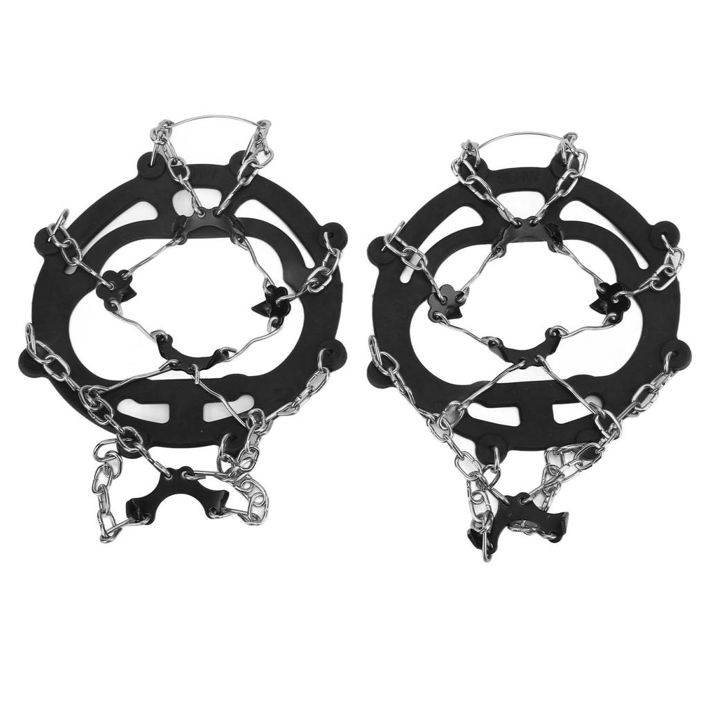 2Pcs Ice Traction Cleats Anti Skid Shoe Crampon Cover Snow Grips with 8 Spikes for Hiking Walking Mountaineering