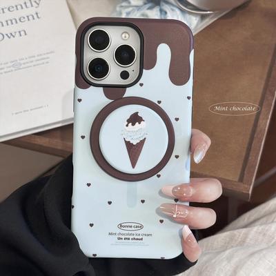 Custodia per telefono con supporto pieghevole e retrattile a forma di cono gelato creativo