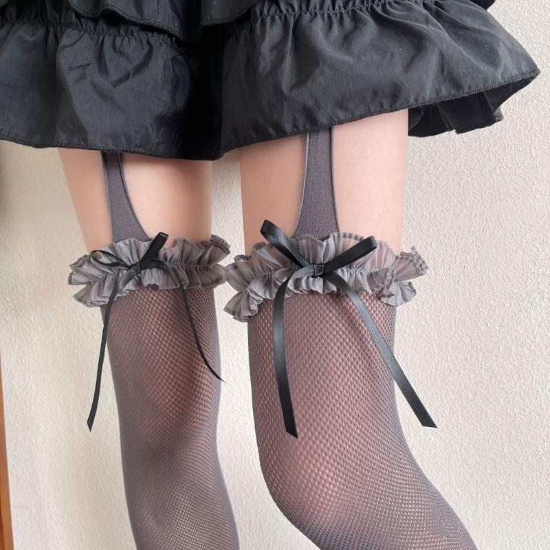 Fishnet Lace Thigh High Stockings For Women Comfortable Cotton Stretchable Socks Elegant Pantyhose Fashion Legwear
