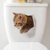Adesivo 3D Visivo per Coperchio WC Gatto Cane Reale Carino, Decorazione Animale in PVC Impermeabile per Coperchio WC, Arredo Bagno
