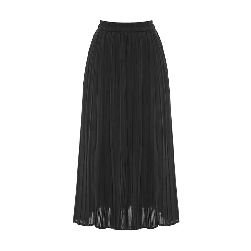 T View Simple Pleated Elastic Long Skirt_V6C-Csk001
