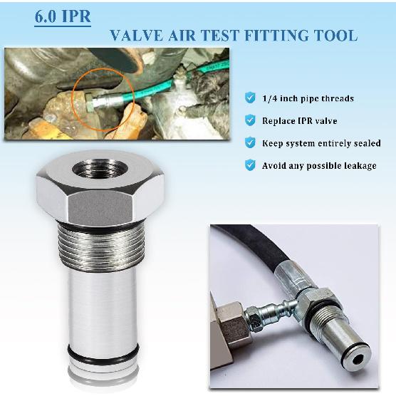 Bonbo 6.0 IPR Valve Socket & Oil Rail Adapters Kit & 6.0 High Pressure Oil Pump IPR Valve Air Test Fitting Tool With Seal Kit, Fits For Ford 6.0L