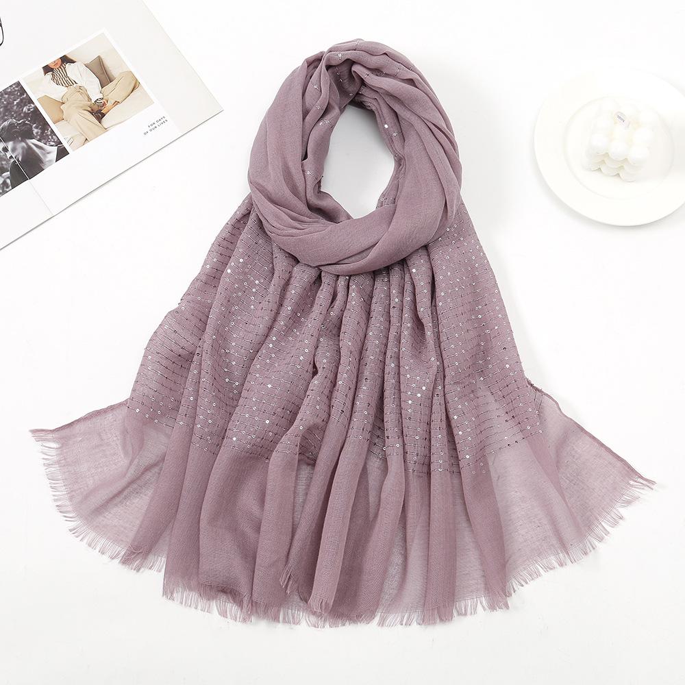 Autumn Winter New Candy Color Sequin Scarf Women Girls Rough Selvedge Scarves Soft Sunscreen Outdoor Shawl Female Wrap Shawls
