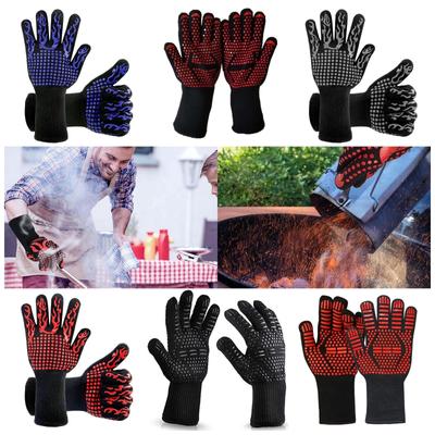 Siliconen Hittebestendige Barbecue Handschoenen Magnetron Hoge Temperatuur Industriële Arbeidshandschoenen 500-800 Graden BBQ