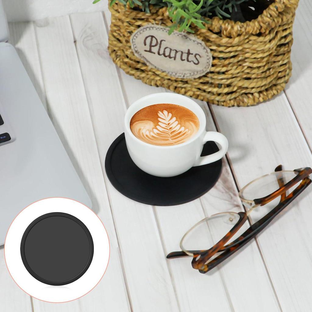 Runde Sklisikre Silikonunderlegg - Isolert, Anti-skålding, Myk Gummi for Kaffe- og Tekopper