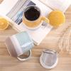 Large Ceramic Coffee Mug With Lid And Stainless Steel Infuser Loose Tea Mug Perfect Set for Office and Home Uses